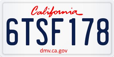 CA license plate 6TSF178
