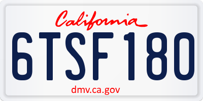 CA license plate 6TSF180