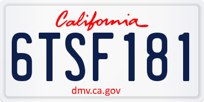CA license plate 6TSF181