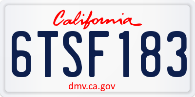 CA license plate 6TSF183