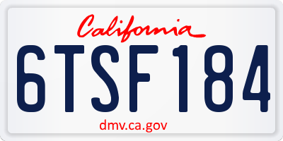 CA license plate 6TSF184