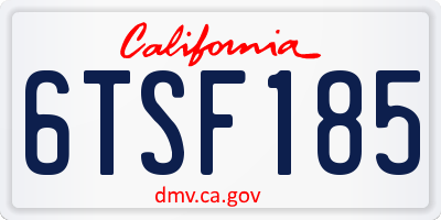 CA license plate 6TSF185
