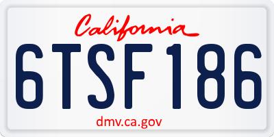 CA license plate 6TSF186