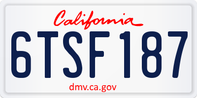 CA license plate 6TSF187