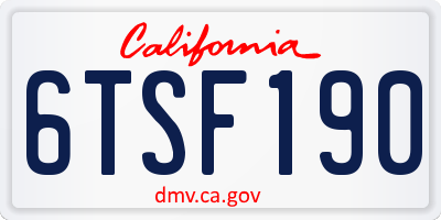 CA license plate 6TSF190