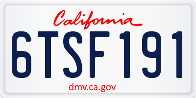 CA license plate 6TSF191