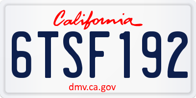 CA license plate 6TSF192