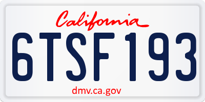 CA license plate 6TSF193