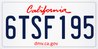 CA license plate 6TSF195