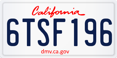 CA license plate 6TSF196