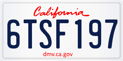 CA license plate 6TSF197