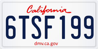 CA license plate 6TSF199