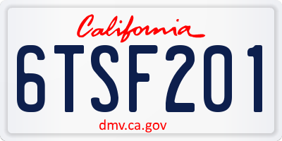 CA license plate 6TSF201