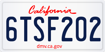 CA license plate 6TSF202