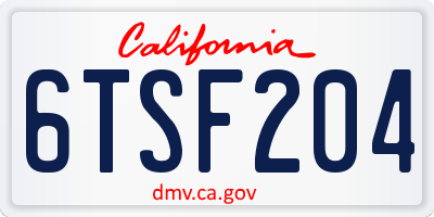 CA license plate 6TSF204