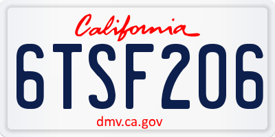 CA license plate 6TSF206