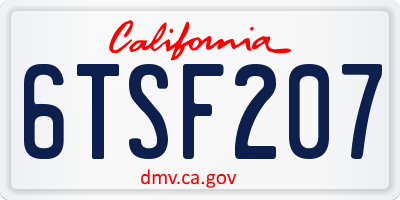CA license plate 6TSF207