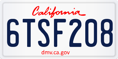 CA license plate 6TSF208
