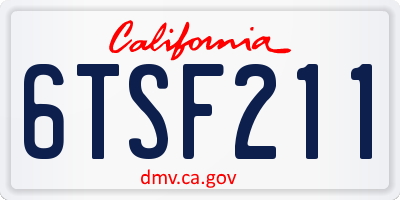 CA license plate 6TSF211