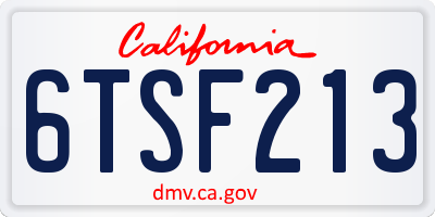 CA license plate 6TSF213