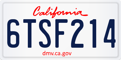 CA license plate 6TSF214