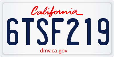 CA license plate 6TSF219