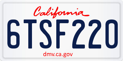 CA license plate 6TSF220