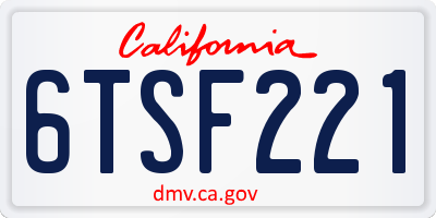 CA license plate 6TSF221