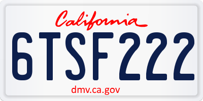 CA license plate 6TSF222