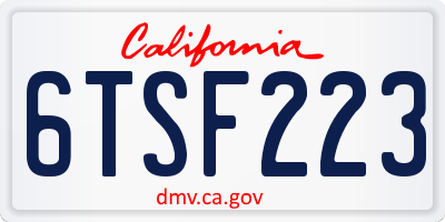 CA license plate 6TSF223