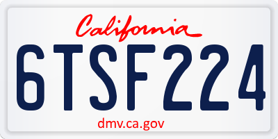 CA license plate 6TSF224