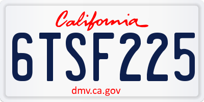 CA license plate 6TSF225