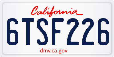 CA license plate 6TSF226