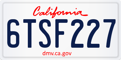 CA license plate 6TSF227