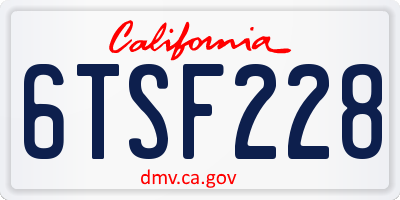 CA license plate 6TSF228