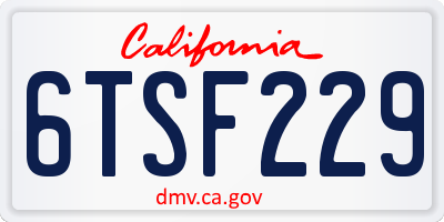 CA license plate 6TSF229
