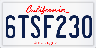 CA license plate 6TSF230