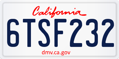 CA license plate 6TSF232