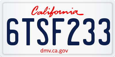 CA license plate 6TSF233