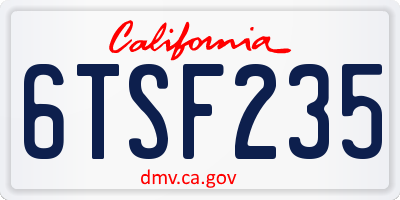 CA license plate 6TSF235