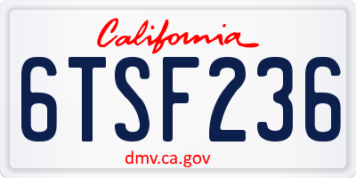 CA license plate 6TSF236