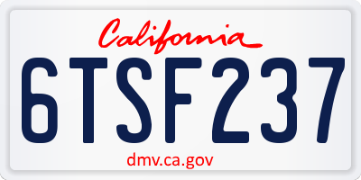CA license plate 6TSF237