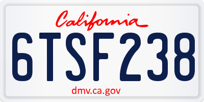 CA license plate 6TSF238