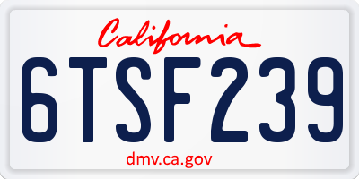CA license plate 6TSF239