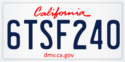 CA license plate 6TSF240