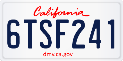 CA license plate 6TSF241