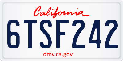CA license plate 6TSF242