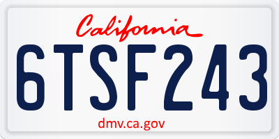 CA license plate 6TSF243