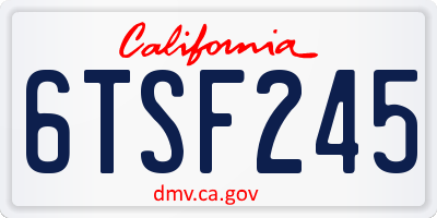 CA license plate 6TSF245
