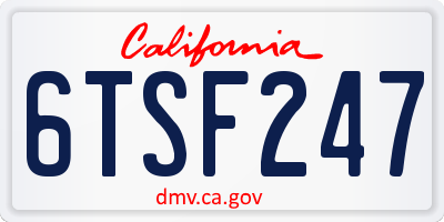 CA license plate 6TSF247